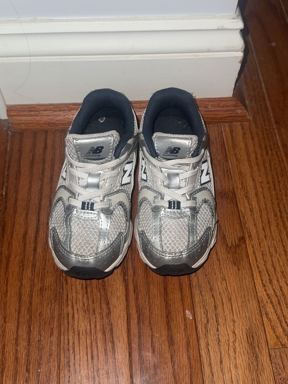 New Balance Silver and Black Kids' Sneakers